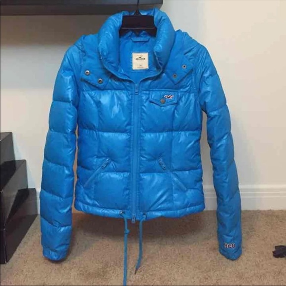Hollister blue puffer coat jacket outerwear winter - Picture 1 of 8
